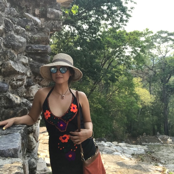 Black Embroidered Halter Dress - Picture 4 of 4